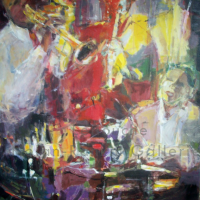 Jazz | NR4065A | 80 Figure: 57 in. x 44 in. |Michele Lellouche | Oil on Canvas | Nolan-Rankin Galleries - Houston