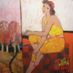 NC3608 La Carthaginoise 70cm x 70cm: 27.5 x 27.5 in. Sarazin Oil Pastel on Board