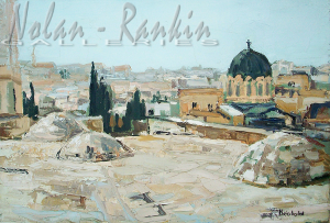 RT5482 Sur les toits de Jerusalem 20 Marine: 28.75 x 19.833 inches Renée THÉOBALD