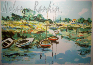 lithograph | Boats at rest | Renee Theobald