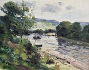 River Seine by Sebire, oil on canvas