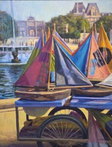 Bassin aux Tuileries by William Michaut, oil on canvas