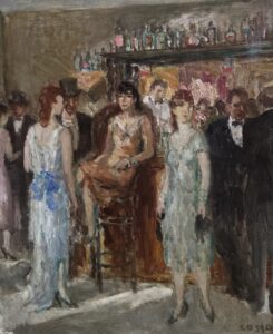 Au Bar by Cosson, oil on canvas
