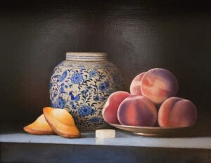 Les Pêches aux Deux Madeleines by Engelevin, oil on canvas