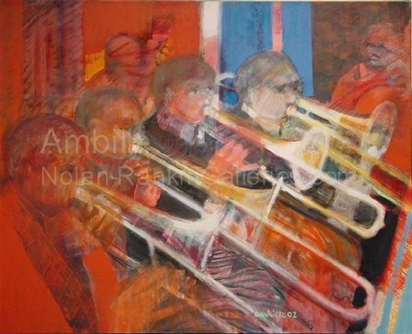 Les Trombones NR2617 40 Figure: 39.5" x 31.75" Paul Ambille Oil on Canvas | Nolan-Rankin Galleries - Houston