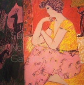 Josette NC2893 70cm x 70cm: 27.5" x 27.5" Michel Sarazin Oil Pastel