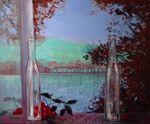 Le deux fleurs aux erables rouges | NC3251A | 25 Figure: 31.75" x 25.5" | Michel-Henry | Oil on Canvas