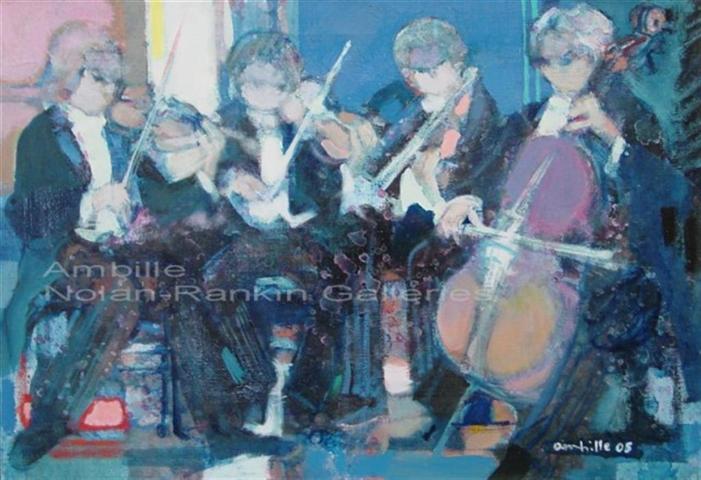 Petits Musiciens NR3259B 10 Paysage: 21.5" x 14.75" Paul Ambille Oil on Canvas | Nolan-Rankin Galleries - Houston