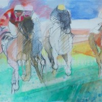 Les Petits Chevaux NR3535A 22 in. x 18 in. Paul Ambille - no date Mixed Media |Nolan-Rankin Galleries - Houston