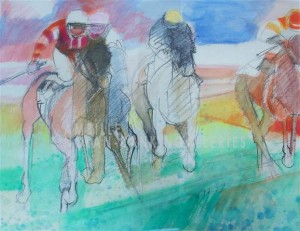 Les Petits Chevaux NC3535A 22 in. x 18 in. Paul Ambille - no date Mixed Media