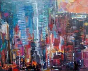 L'affiche NY | ML3841 | 25 Figure: 31.75 in. x 25.5 in. | Michele Lellouche | Oil on Canvas