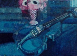 Violon Bleu NC0854 4 Figure: 13" x 9.5" Paul Ambille Oil on Canvas